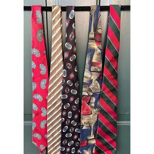 Lot of 5 Vintage 100% Silk Ties: Guy Laroche Polo Ralph Lauren, Alexander Julian